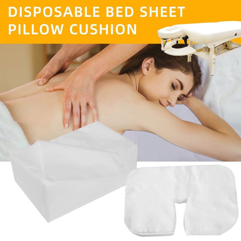 Uralili 100 Pieces Disposable Non Woven Massage Table Sheets Set Include 50 Pieces 31x71 Inches Soft Massage Bed Sheet & 11x14 Inches Face Cradle Covers For Massage Beauty Salon -White - Image 5