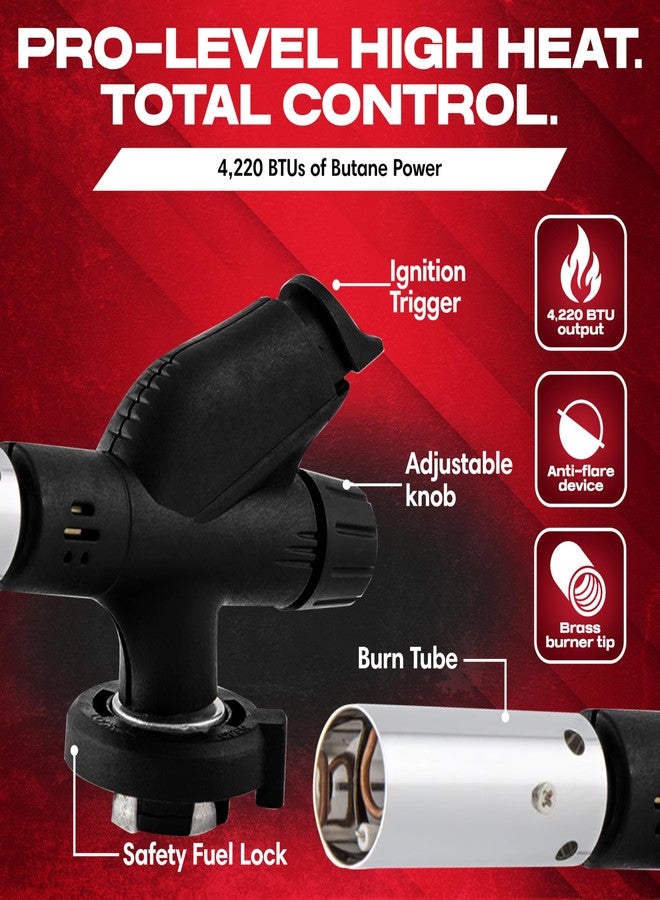 Chef-Master Chef's Torch, Kitchen Torch, Cooking Torch, Refillable Butane Torch Lighter w/ Adjustable Flame for Searing Steaks, Creme Brulee, Desserts, BBQ, Baking, Craft by Chef Master 90014(Butane Not Included) - Image 3