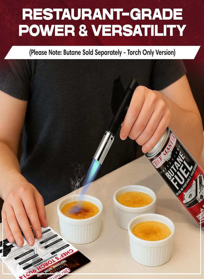 Chef-Master Chef's Torch, Kitchen Torch, Cooking Torch, Refillable Butane Torch Lighter w/ Adjustable Flame for Searing Steaks, Creme Brulee, Desserts, BBQ, Baking, Craft by Chef Master 90014(Butane Not Included) - Image 4
