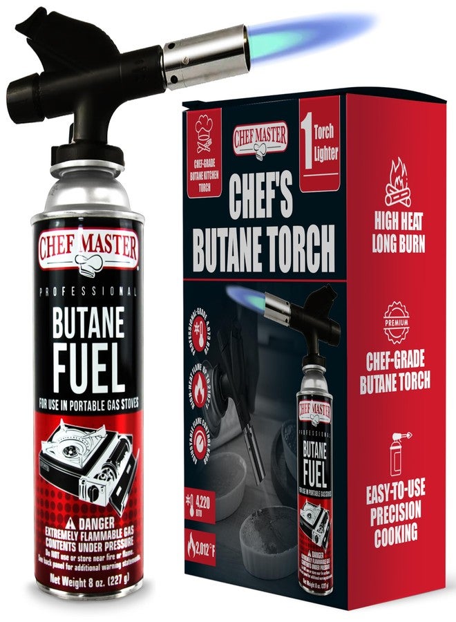 Chef-Master Chef's Torch, Kitchen Torch, Cooking Torch, Refillable Butane Torch Lighter w/ Adjustable Flame for Searing Steaks, Creme Brulee, Desserts, BBQ, Baking, Craft by Chef Master 90014(Butane Not Included) - Image 1