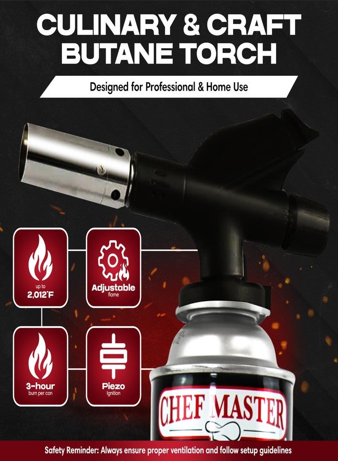 Chef-Master Chef's Torch, Kitchen Torch, Cooking Torch, Refillable Butane Torch Lighter w/ Adjustable Flame for Searing Steaks, Creme Brulee, Desserts, BBQ, Baking, Craft by Chef Master 90014(Butane Not Included) - Image 2