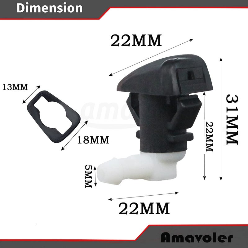 Amavoler 2 PCS Windshield Washer Nozzles Wiper Spray Replacement Fit For 20132016 Dodge Dart OEM 68081370AB blackwhite - Image 4