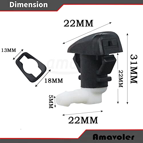 Amavoler 2 PCS Windshield Washer Nozzles Wiper Spray Replacement Fit For 20132016 Dodge Dart OEM 68081370AB blackwhite - Image 3