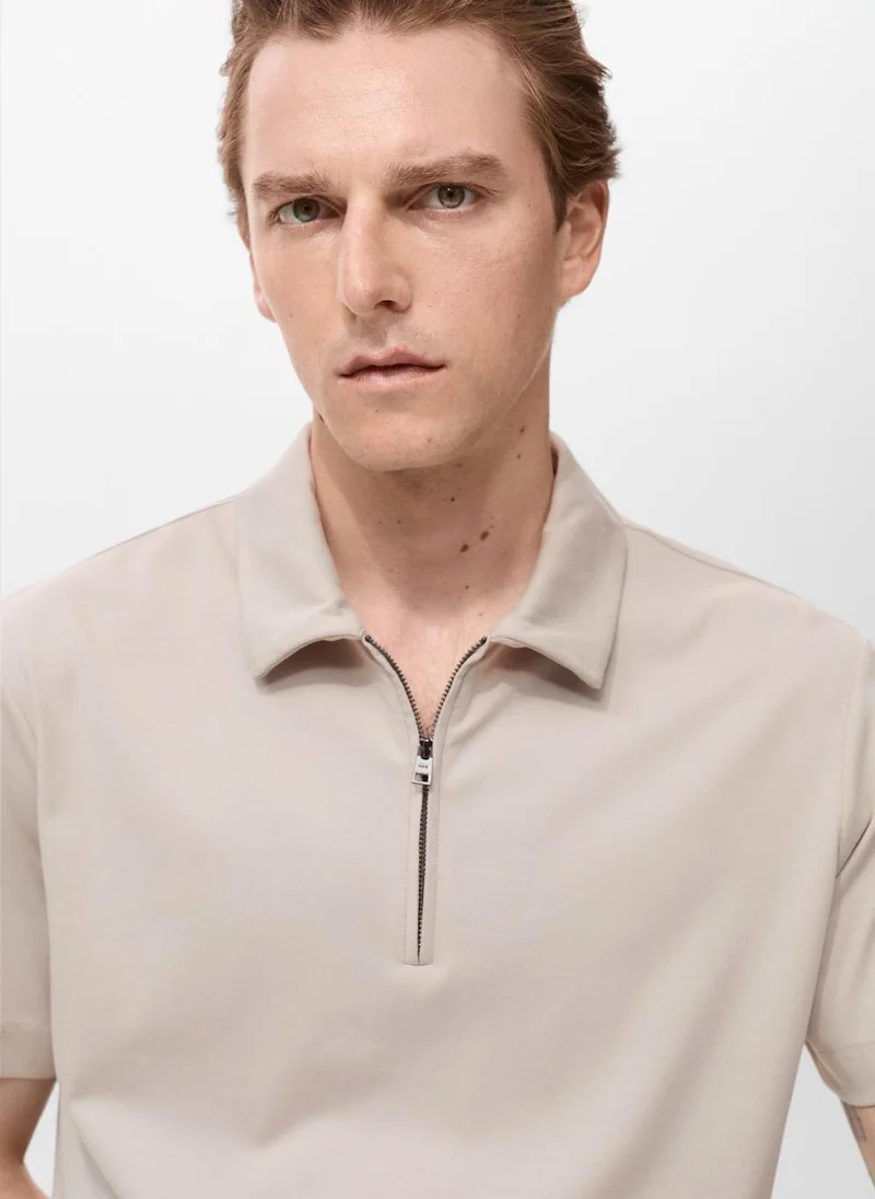 Mango Man Zip Neck Polo Shirt