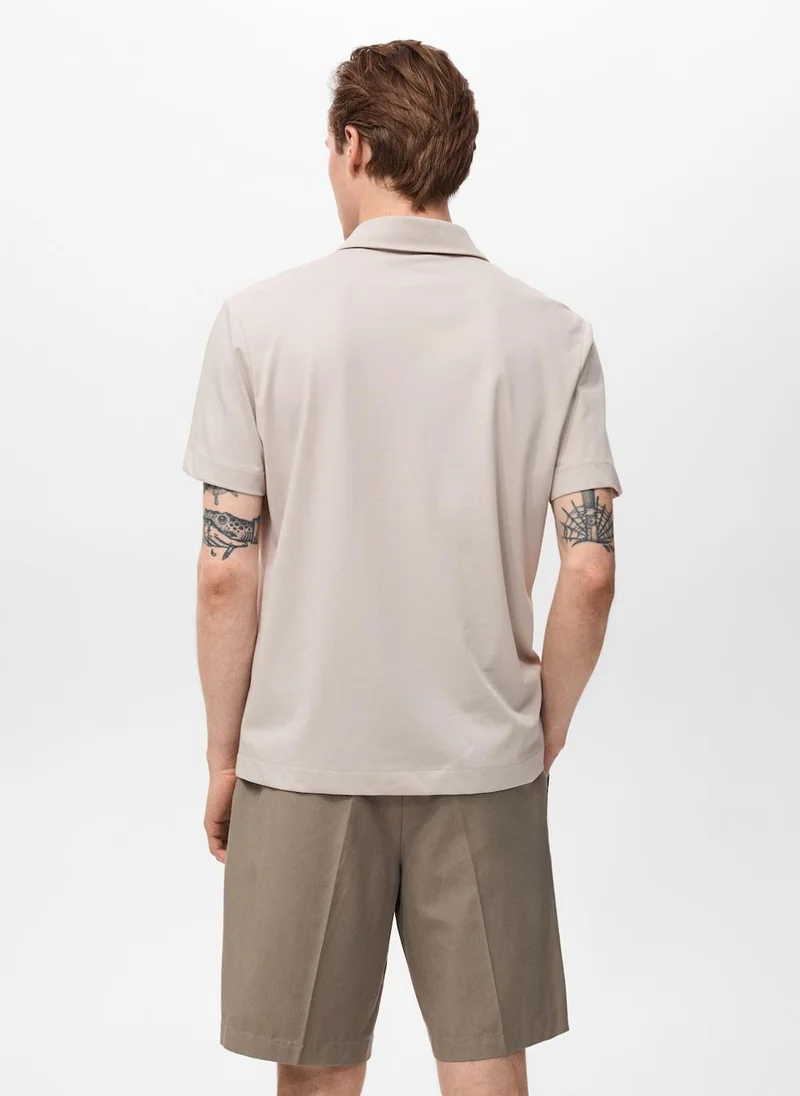 MANGO Zip Neck Polo Shirt