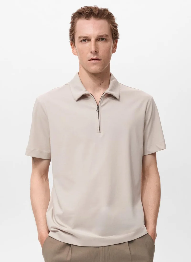 MANGO Zip Neck Polo Shirt