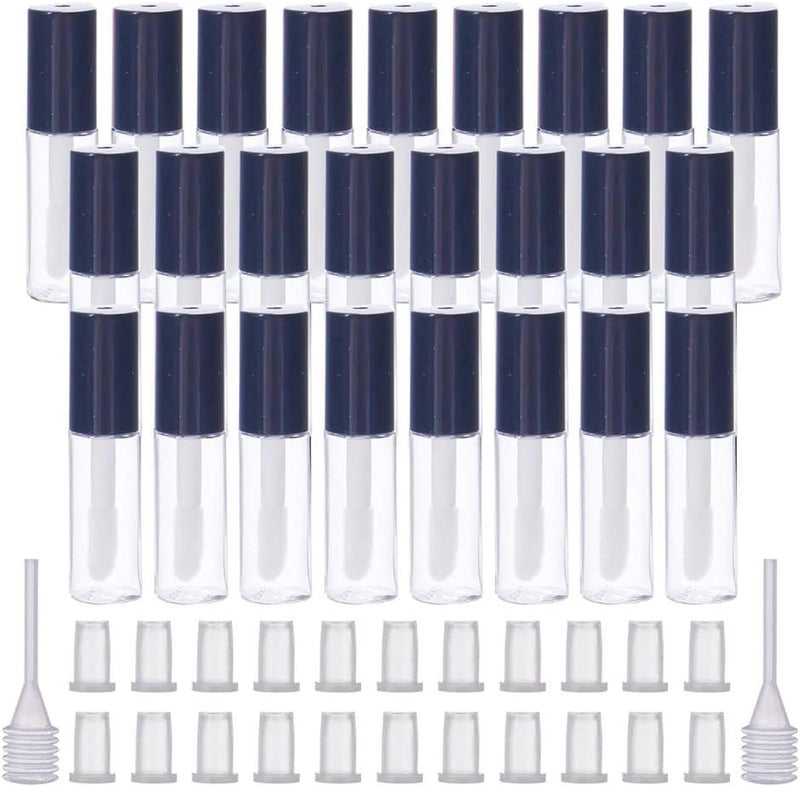 LTKJ 25 Pack 12 mL Pretty Empty Lip Gloss Tubes Containers Clear Mini Refillable Lip Balm Bottles with Rubber Inserts and 3pcs Transfer Pipettes for Lip Samples Travel DIY Makeup Black