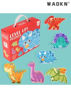 WAOKN Puzzles 6-in-1, Puzzle for 3-5 Years Old Kids, Travel Toy, Beginner Floor Puzzle, Large Size Shaped, Preschool Educational Toys (Dinosaur)  - Image 1