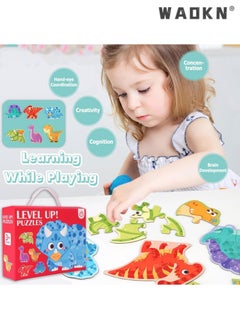 WAOKN Puzzles 6-in-1, Puzzle for 3-5 Years Old Kids, Travel Toy, Beginner Floor Puzzle, Large Size Shaped, Preschool Educational Toys (Dinosaur)  - Image 3