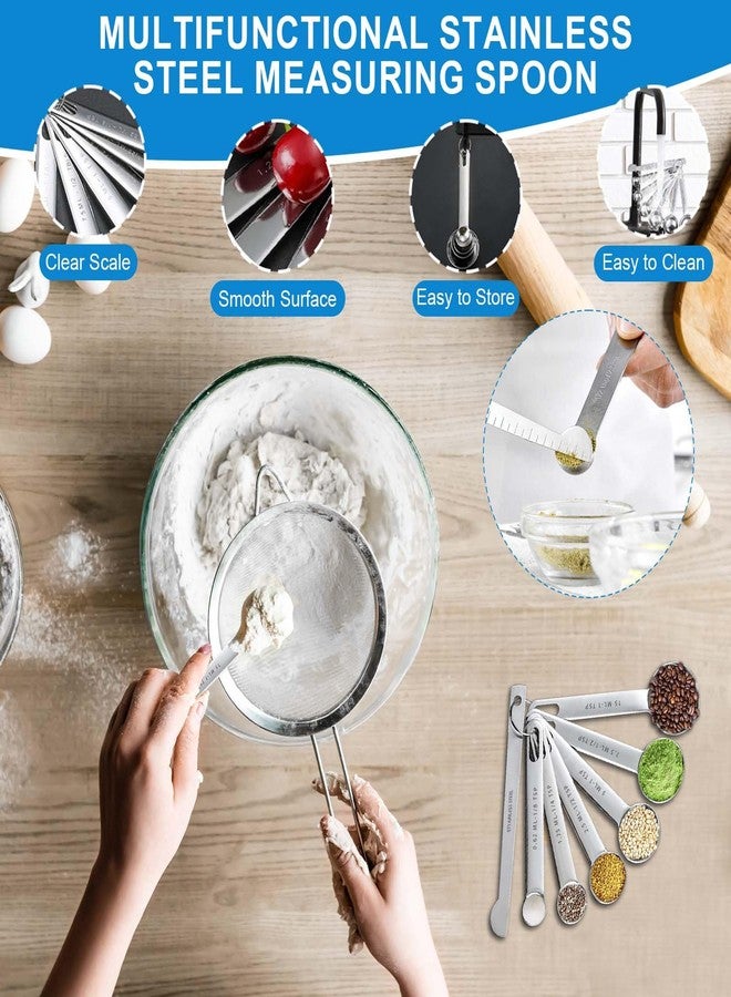 ATPWONZ Measuring Cups and Spoons Set 22 Piece, 11 Stainless Steel Nesting Measuring Spoons and Cups with 4 Plastic Measuring Cup, 3 Funnel, 3 Brush, 1 Ruler, Measuring Cup Set for Kitchen Baking Liquid Dry - Image 3