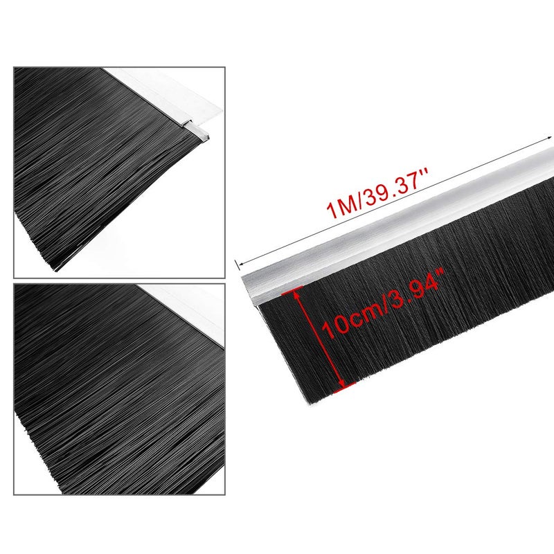 uxcell Door Brush Bottom Sweep h-Shape Aluminum Alloy Holder with 3.94-inch Black Nylon Brush, 1000mm x 128mm(Approx 39.37-inch x 5.04-inch) - Image 2