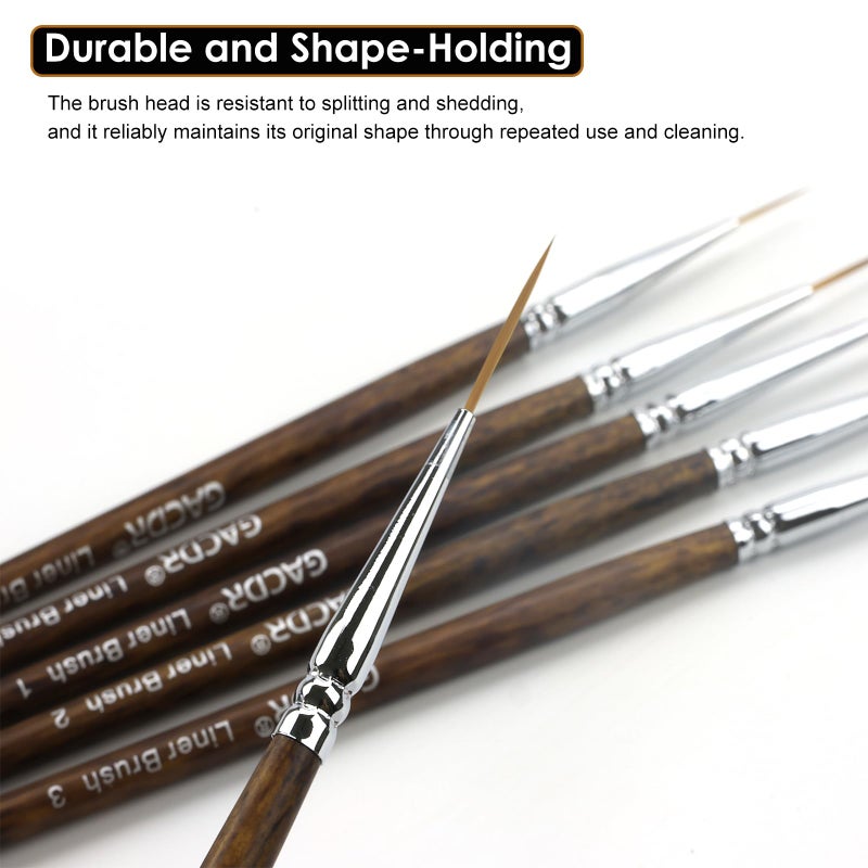 GACDR Rigger Liner Brushes, 6 Pcs Extra Long Fine Tip Paint Brush Set Script Pinstriping Scroll Outlining Brush for Watercolor Acrylic - Image 4