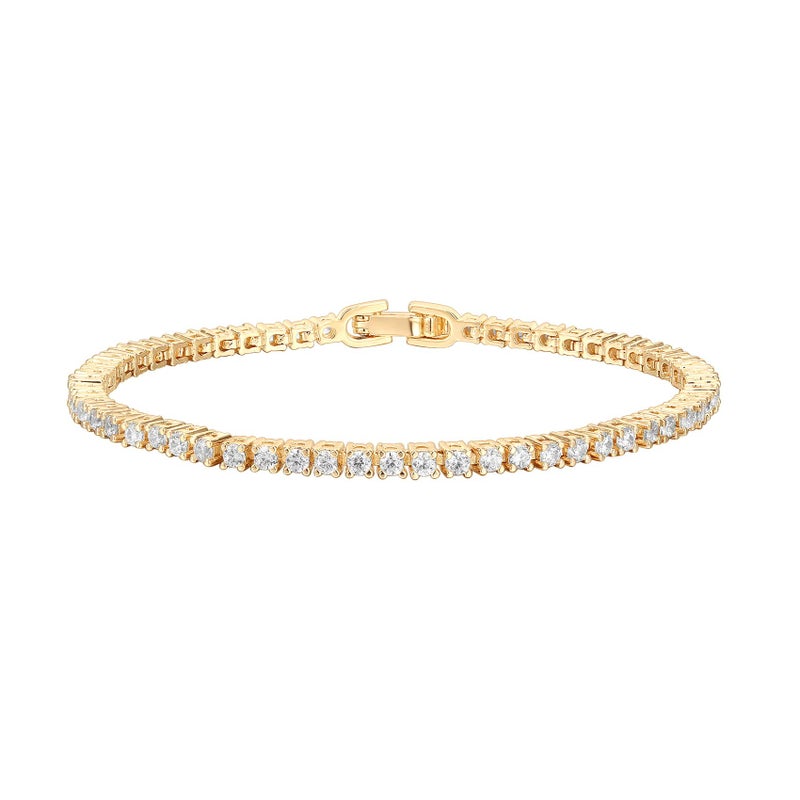 PAVOI 14K Gold Plated Cubic Zirconia Classic Tennis Bracelet | Yellow Gold Bracelets for Women | 6.5 Inches - Image 1
