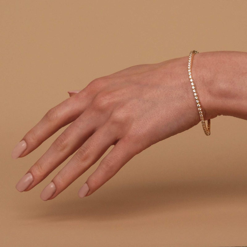 PAVOI 14K Gold Plated Cubic Zirconia Classic Tennis Bracelet | Yellow Gold Bracelets for Women | 6.5 Inches - Image 2