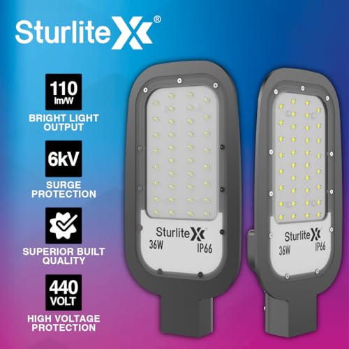 Sturlite Dysen 36W LED Street Light| Cool White 6500K Color Temperature LED Street Lamp| IP66 Waterproof Surge Protection Focus Light for Garage, Parking, Garden, Playground & Sidewalks - (Pack of 1) - Image 3