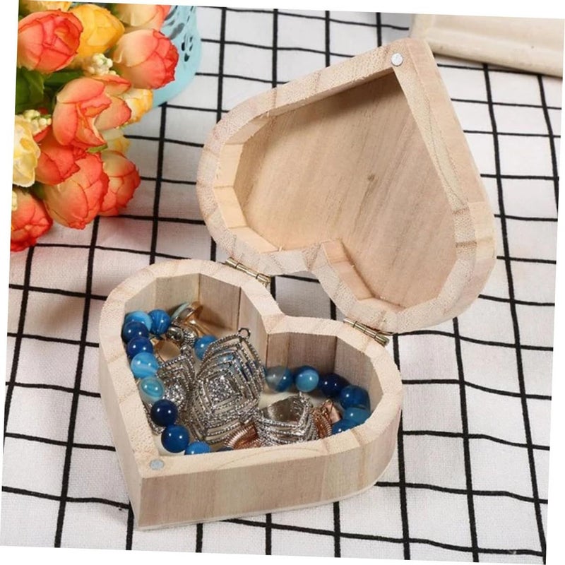 Heart Shaped Wooden Jewelry Box With Preserved Flower Ring Organizer - Image 5
