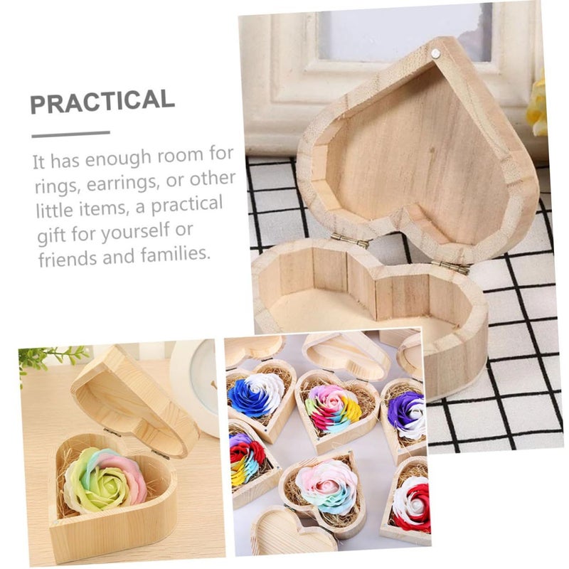 Heart Shaped Wooden Jewelry Box With Preserved Flower Ring Organizer - Image 4