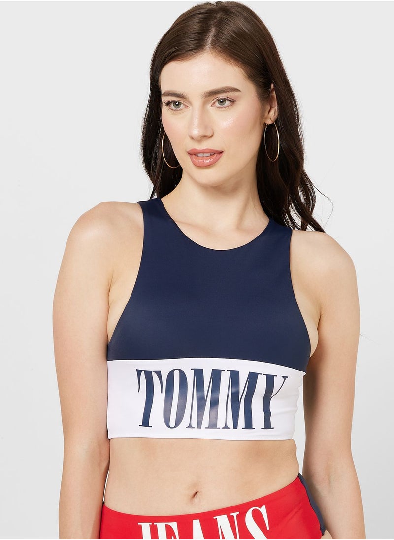 TOMMY JEANS - Logo High Neck Bikini Top - Image 1