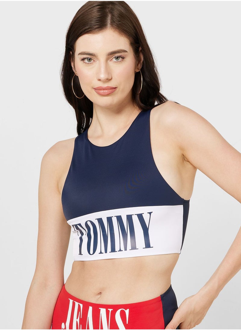 TOMMY JEANS - Logo High Neck Bikini Top - Image 1