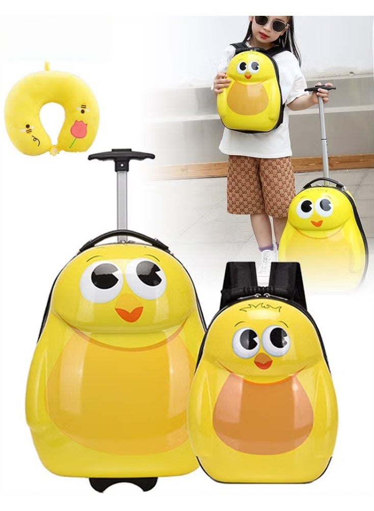 HOOKOR 3PCS Kids Luggage Set, Children's Rolling Suitcase, Lightweight Toddler Carry-on Luggages with Wheels for Boy and Girls for Travel and School, with Kid Backpack and U-shaped Pillow,17 Inches - Image 1