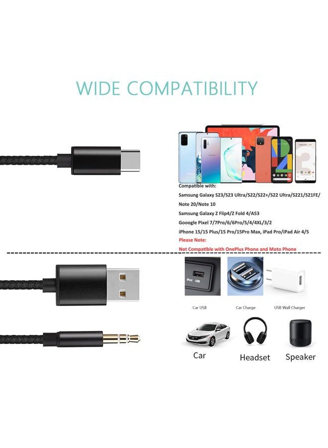 Azddur USB C to 3.5mm Aux Cable, 2 in 1 Car Stereo Headphone Jack Cable With Charging Compatible With iPhone 15/15+/15Pro, Galaxy S23/S22 Ultra/S22/S21/S21FE/S20, Pixel 7/7Pro/6/6Pro - Image 3