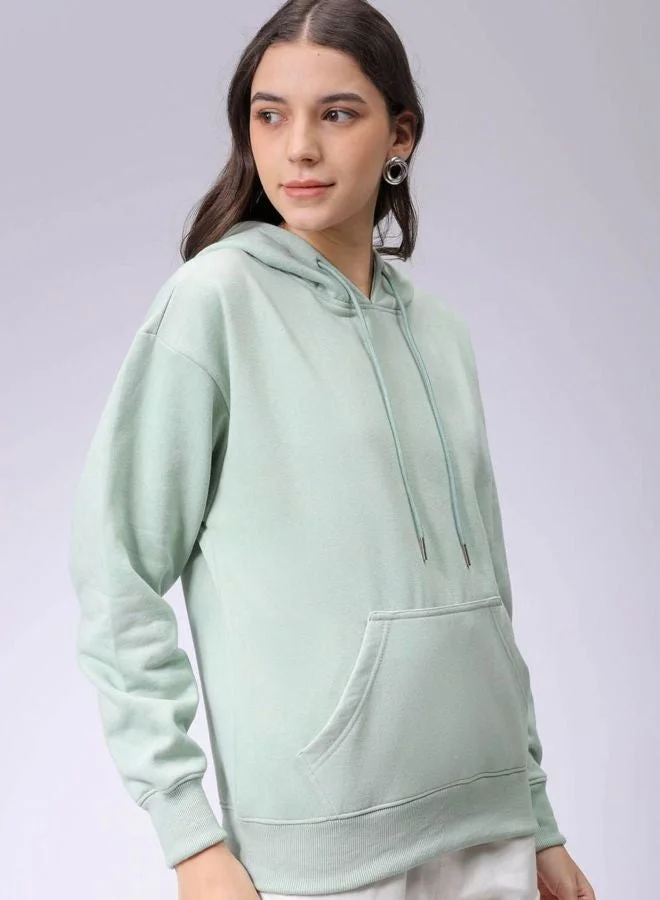 Women Boxy Fit Graphic Printed Hooded Neck Long Sleeve Hooded Sweatshirt