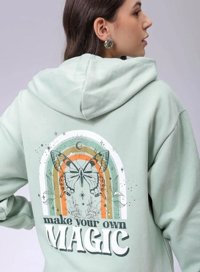 Freehand  Women Boxy Fit Graphic Printed Hooded Neck Long Sleeve Hooded Sweatshirt  | Best Price UAE