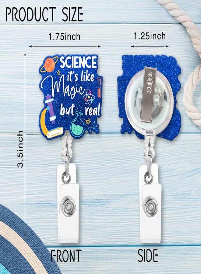 ZBBFSCSB Science It's Like Magic But Real Fun Shaped Badge Reel Holder with Metal Shark Clip, Office Hospital Lab Work ID Tag, Badge Gift for Lab Researcher Pharmacy Doctor Nurse Colleague Teacher - Image 2