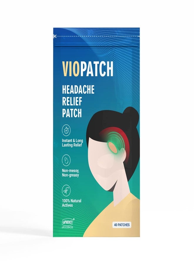 Viopatch Herbal Headache Relief Patches - 40 Patches | For Instant & Long Lasting Relief In Headache Pains | 100% Herbal Actives | Thin Discreet Portable Patches - Image 1