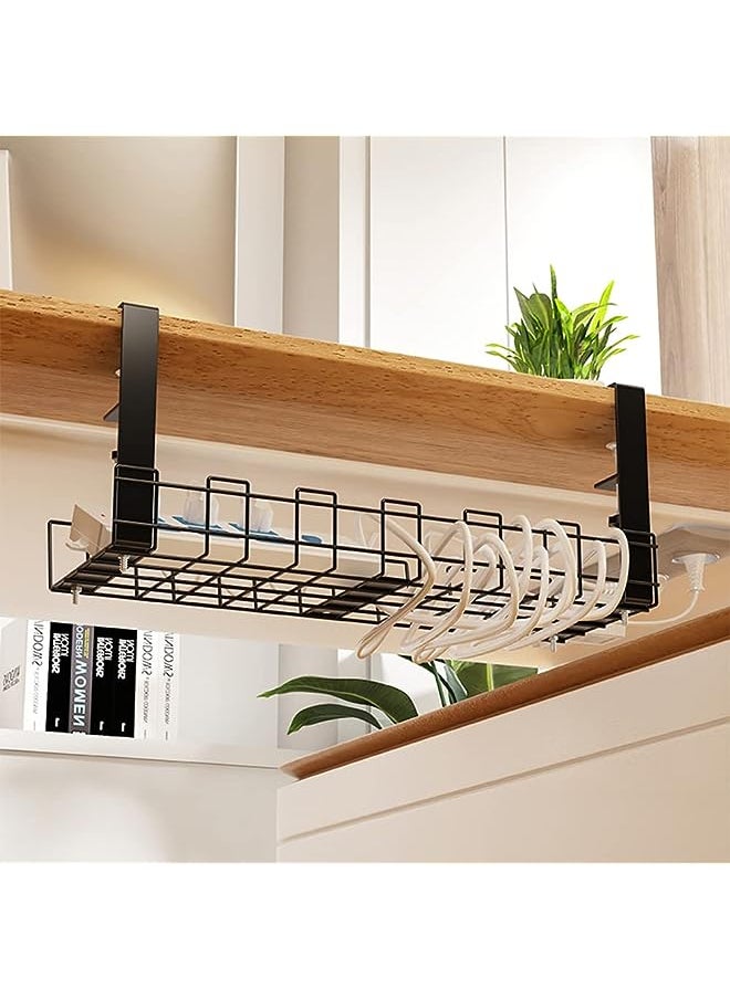 HomarKet - Under Desk Cable Management Tray, Upgraded Wire Management No Drill, Cable Tray with Clamp for Desk Wire Management, Computer Cable Rack for Office, Home (Large size) - Image 1