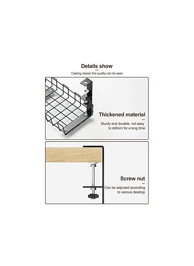 HomarKet - Under Desk Cable Management Tray, Upgraded Wire Management No Drill, Cable Tray with Clamp for Desk Wire Management, Computer Cable Rack for Office, Home (Large size) - Image 1