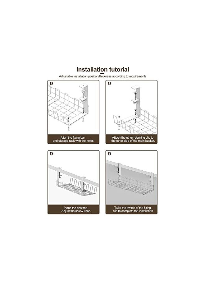 HomarKet - Under Desk Cable Management Tray, Upgraded Wire Management No Drill, Cable Tray with Clamp for Desk Wire Management, Computer Cable Rack for Office, Home (Large size) - Image 1