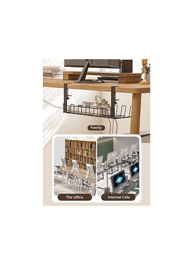 HomarKet - Under Desk Cable Management Tray, Upgraded Wire Management No Drill, Cable Tray with Clamp for Desk Wire Management, Computer Cable Rack for Office, Home (Large size) - Image 1