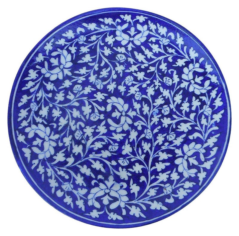 CRAFT PARK Jaipur Blue Pottery Home Decor Wall Hanging Handmade PlateServing Plate 25 cm x 25 cm x 3 cmCFPP8