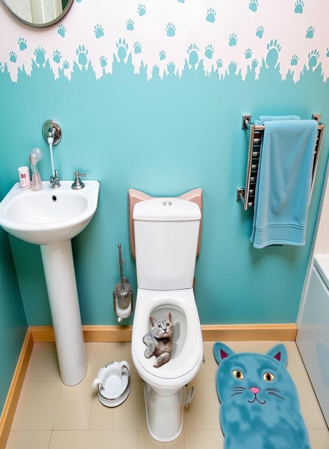 SquarezhenBo Cartoon Toilet Seat Lid Sticker Cute Cat Waterproof Self-Adhesive Removable Toilet Lid Decal Bathroom Decoration Toilet Lid and Tank Covers Bathroom Accessories(30cm) - Image 4