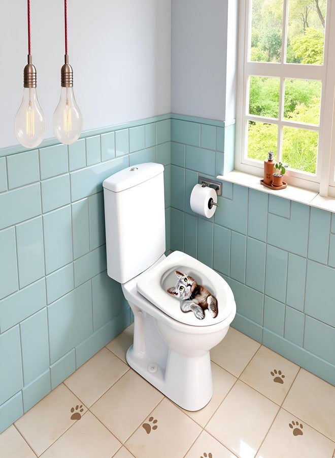 SquarezhenBo Cartoon Toilet Seat Lid Sticker Cute Cat Waterproof Self-Adhesive Removable Toilet Lid Decal Bathroom Decoration Toilet Lid and Tank Covers Bathroom Accessories(30cm) - Image 5
