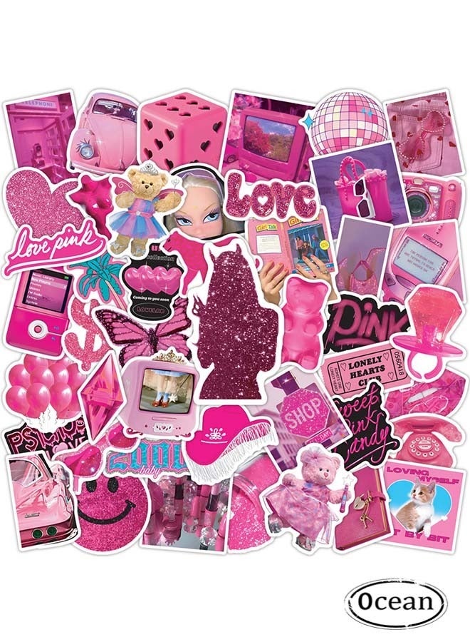 أوشن لوحة باربي الكرتونية ذات اللون الوردي مقاومة للماء زخرفة جرافيتي ملصقة، زخرفية دفتر الأمتعة لاصقة ضد الماء - Image 1