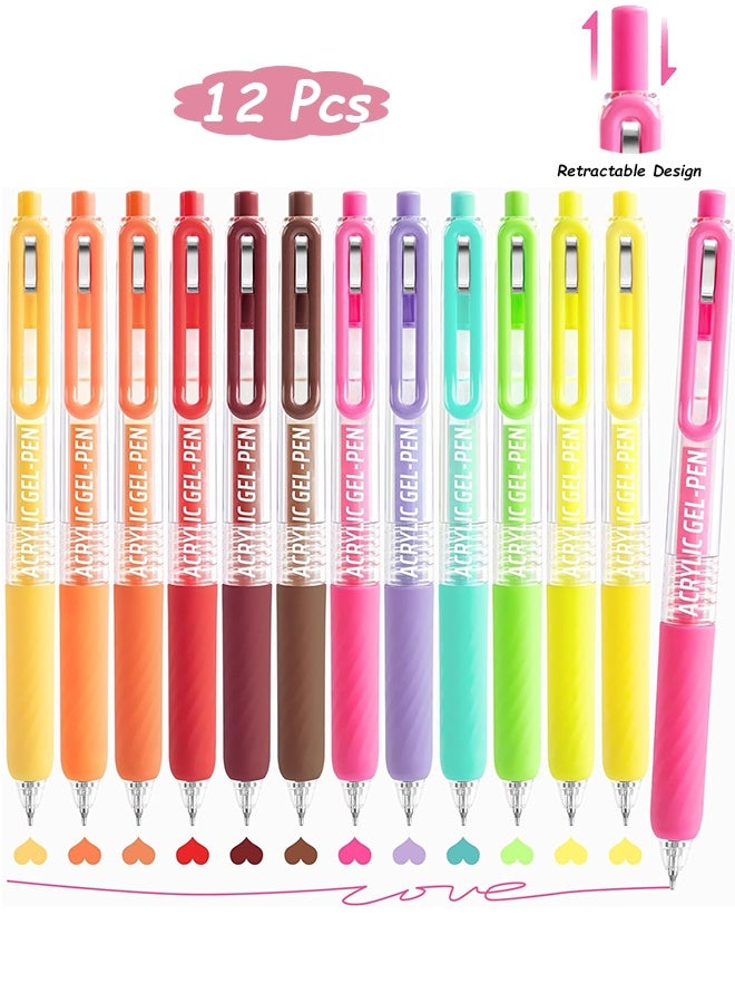 إم إكس إن ١٢ قلم حبر جاف ملون قابل للسحب، أقلام ملونة برأس دقيق ٠٫٧ مم، أقلام حبر متعددة الألوان للتلوين والكتابة والرسم وتدوين اليوميات وكتابة الملاحظات، أدوات مكتبية مدرسية - Image 1