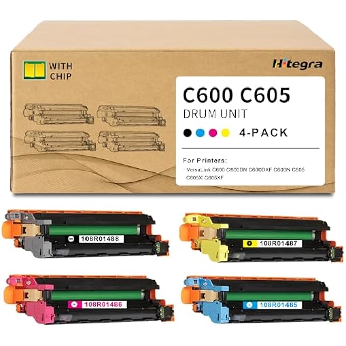 VERSALINK C600 C605 DRUM UNIT 4-PACK REPLACEMENT FOR XEROX C600 IMAGING DRUM 108R01485 108R01486 108R01487 108R01488 FOR VERSALINK C600 C600DN C600DT C600DX C600N C605 C605X C605XF PRINTER (BK/C/Y/M) - Image 1