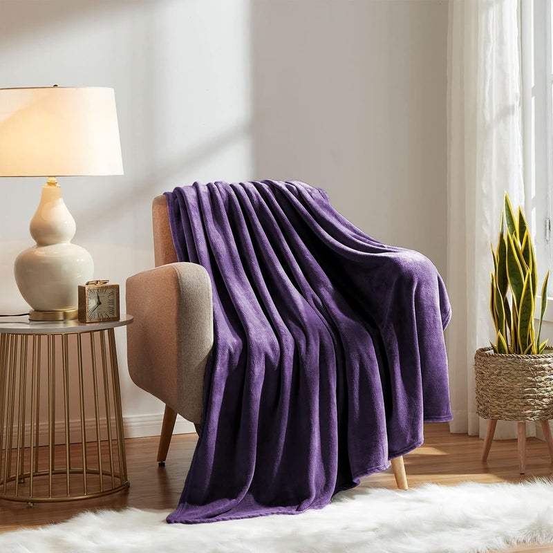 KMUSET Super Soft Throw Blanket Premium Silky Flannel Fleece Twin Size Purple Microfiber Lightweight Blanket All Season Use, 60X80 inches - Image 4