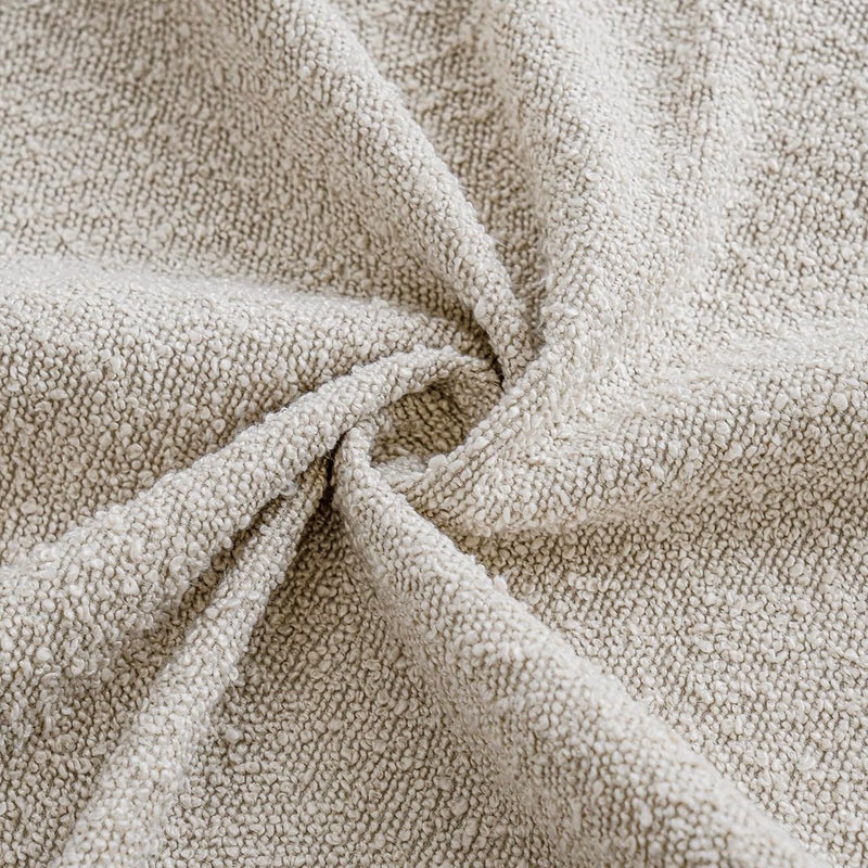 Foindtower Pack of 2 Textured Boucle Throw Pillow Covers Accent Solid Pillow Cases Cozy Soft Decorative Couch Cushion Case for Chair Sofa Bedroom Living Room Home Decor, 18 x 18 Inch,Neutral Ivory - Image 2