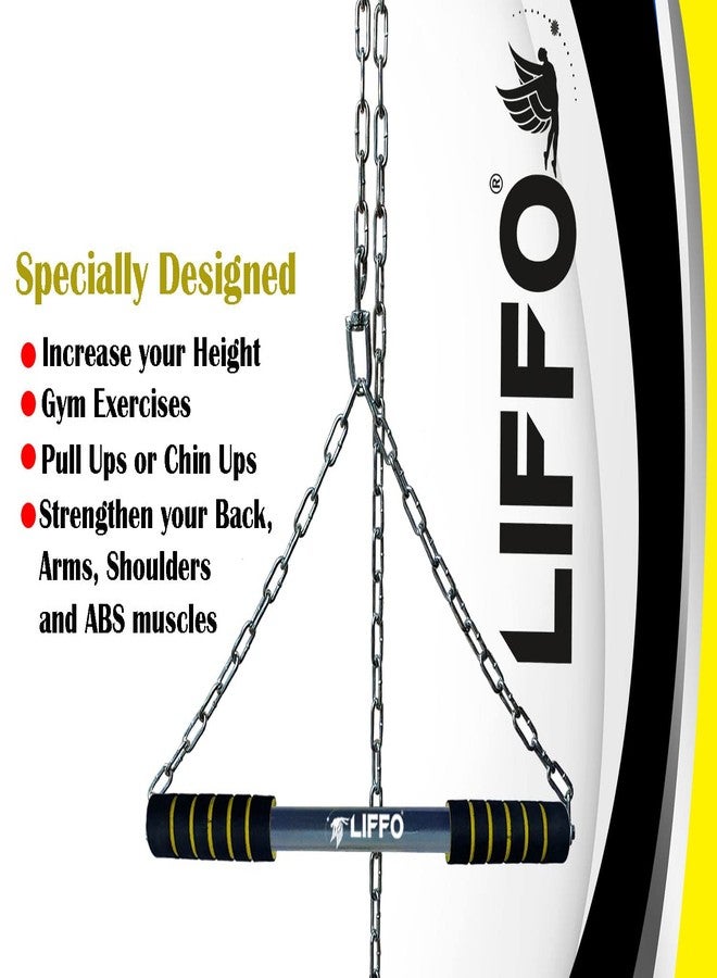 Liffo® Steel Pull Up Chin up Bar, Steel Chin Up, Sangal Rod with Chain Hanging Rod ChinUp Bar, Height Increaser and Pull Exercise with Heavy Duty Chain (6FT) - Image 3