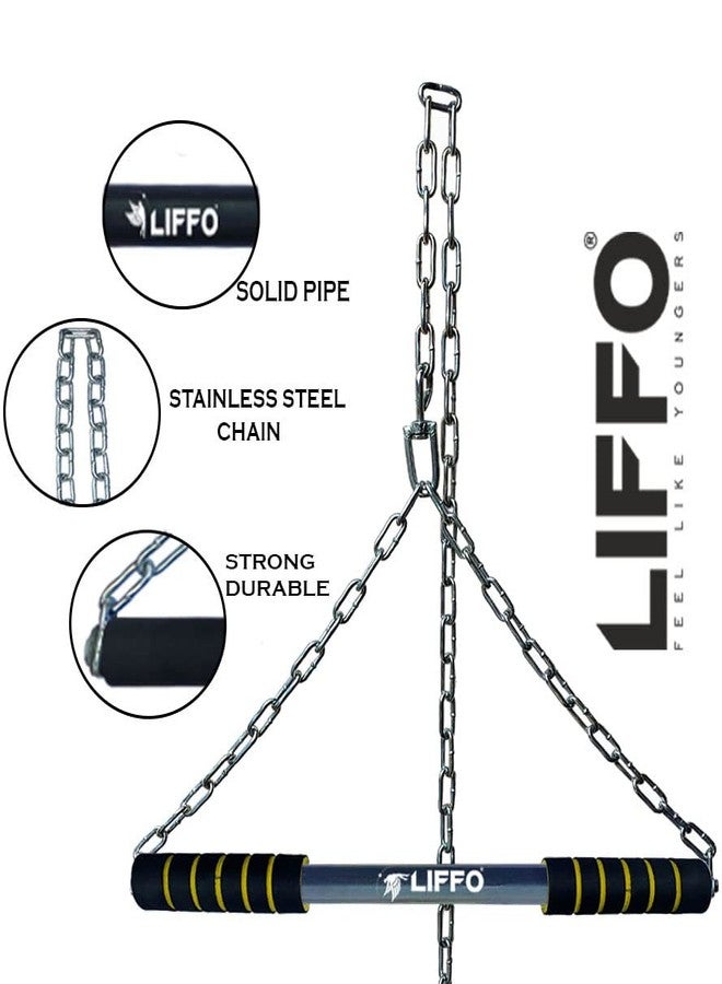 Liffo® Steel Pull Up Chin up Bar, Steel Chin Up, Sangal Rod with Chain Hanging Rod ChinUp Bar, Height Increaser and Pull Exercise with Heavy Duty Chain (6FT) - Image 2