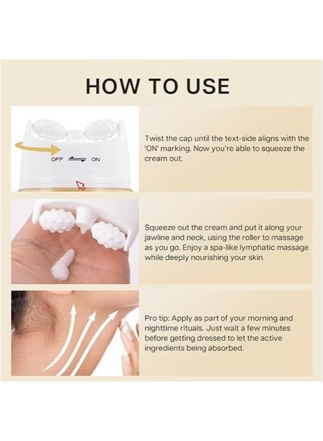 Hoygi AH-8 Firming Neck Cream, 2-in-1 Guasha Neck Moisturizer with Roller Applicator, for Saggy Skin, Double Chin, Face Lifting - Image 2