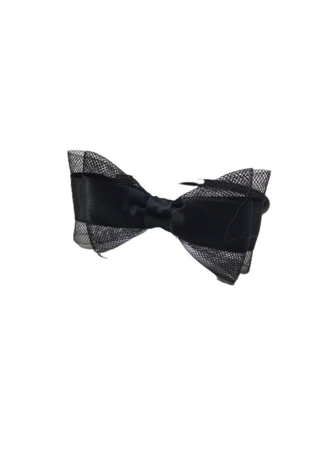 Dainty Satin Bow Hair Headband - Black