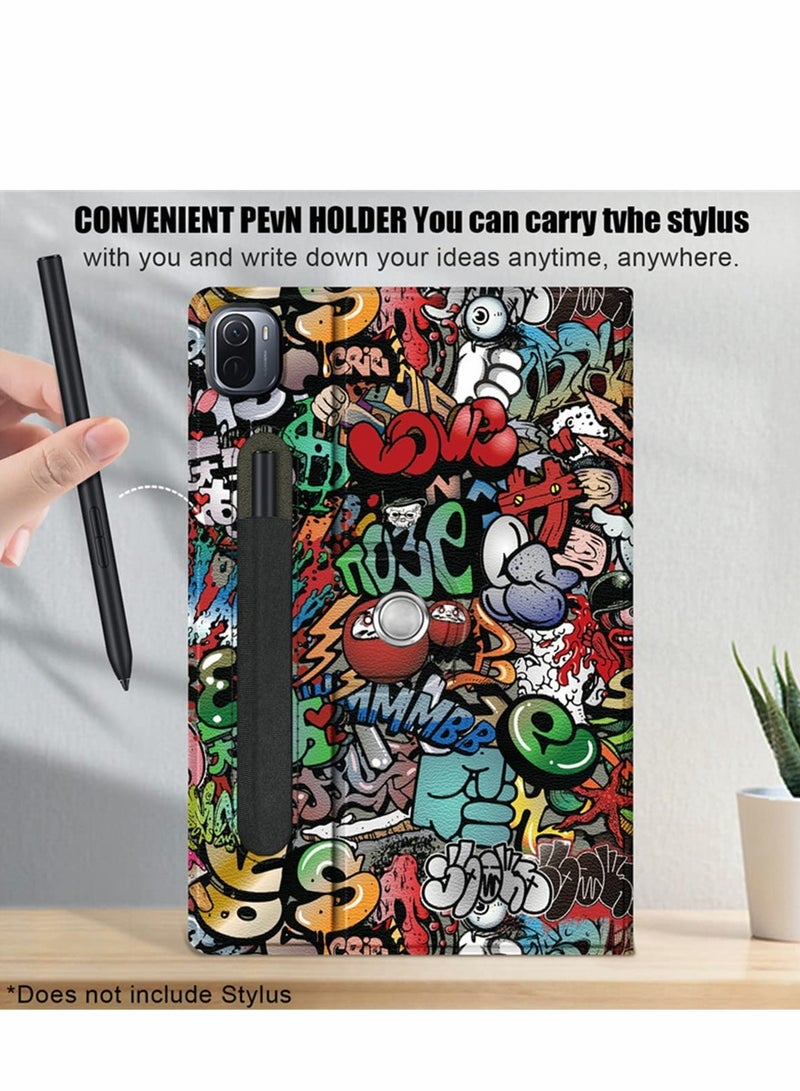 SYOSI Case for Xiaomi Mi Pad 5 case Pro Elastic Strap Pen Holder Stand Auto Sleep Wake Up Function Cover PU Leather Tablet Cases Graffiti  - Image 4