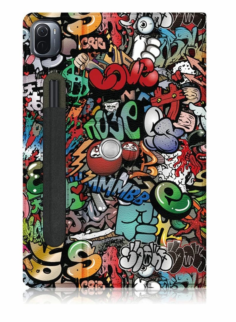SYOSI Case for Xiaomi Mi Pad 5 case Pro Elastic Strap Pen Holder Stand Auto Sleep Wake Up Function Cover PU Leather Tablet Cases Graffiti  - Image 5
