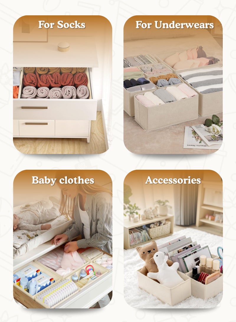 MODANOIR 12PCS Drawer Organiser Foldable Wardrobe Set, Clothes Organizer for Underwear, Socks, Baby Clothes Foldable Closet Durable Non-Woven Fabric Storage Box Organizer & Closet Organizer Cabinet for Clothes - Image 4