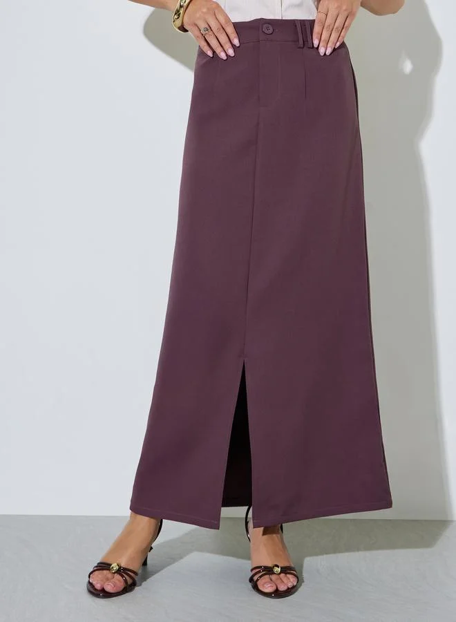 ستايلي Purple Pencil Maxi Skirt with Front Slit