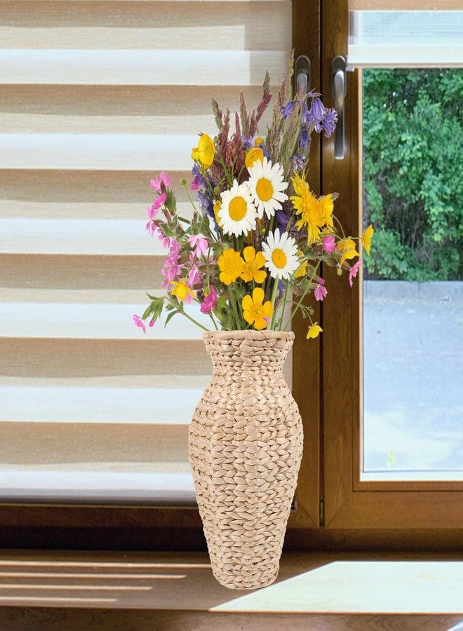 Amosfun Rattan Vase Cattail Decorative Vase Dried Flower Arrangement Home Office Countertop Centerpieces 6.8 x 6.8 x 11 Inch - Image 4